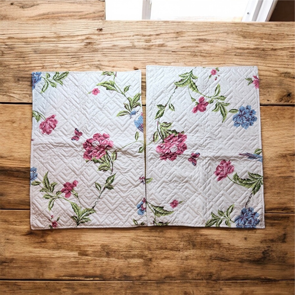 Floral Quilted Pillow Shams Roses Cottage Core Standard